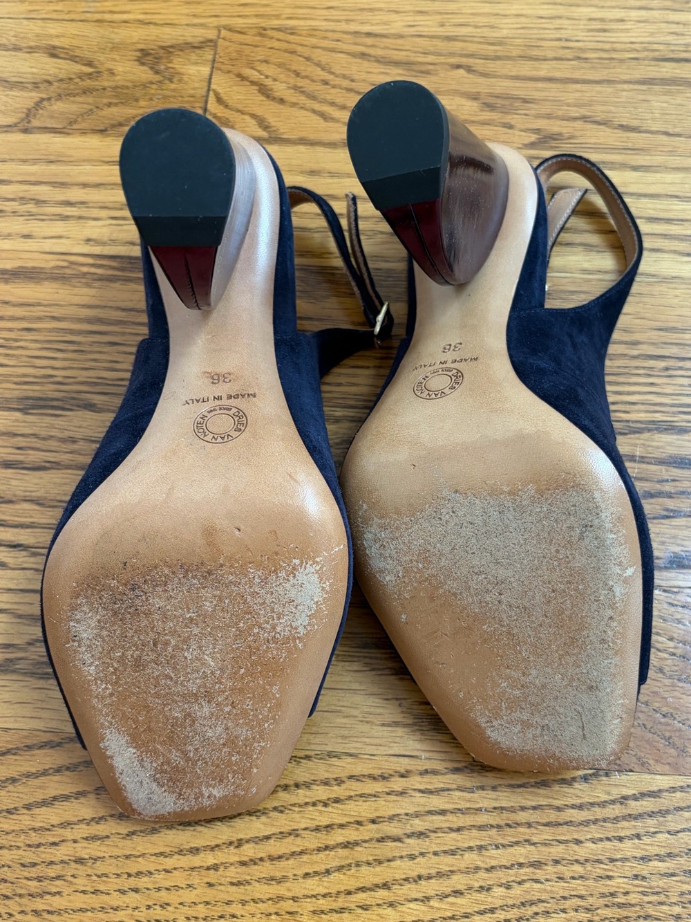 Dries Van Noten Blue Suede Purple Heel Slingback - Picture 8 of 13